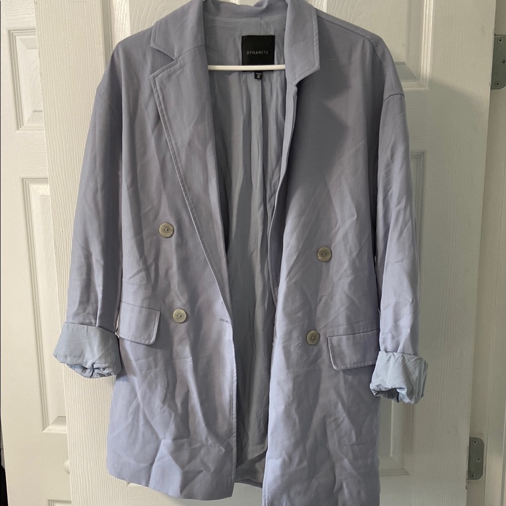 Dynamite Blue Blazer with Relaxed Fit and Open Front